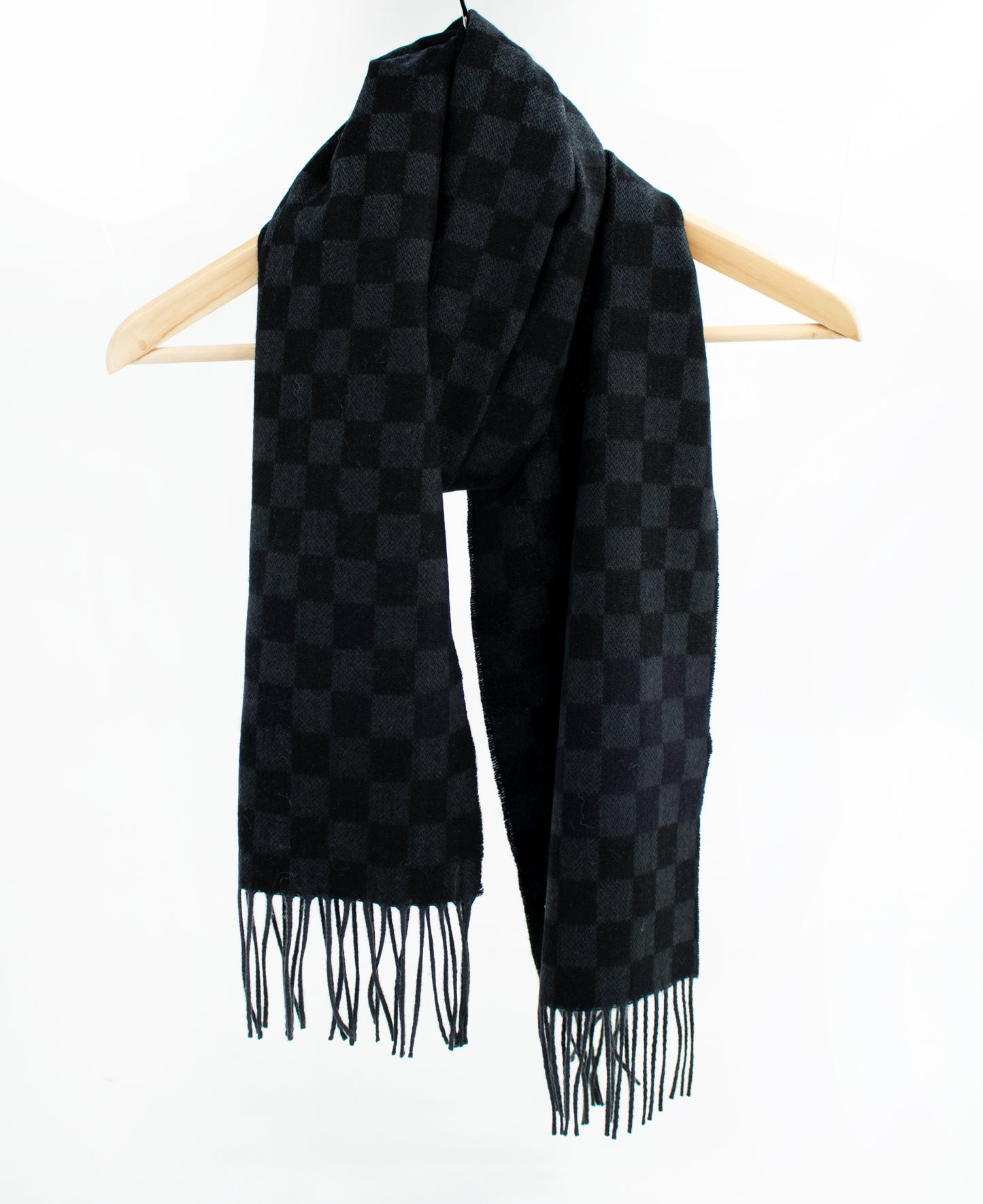 Cashmere Check Scarf in Black