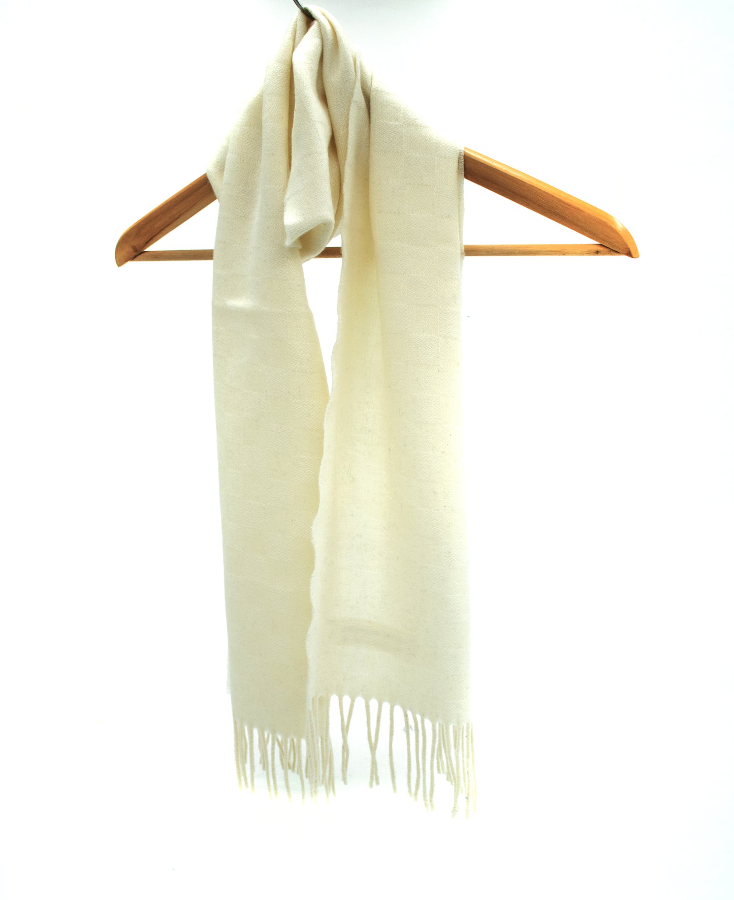 Cashmere Check Scarf in Ecru