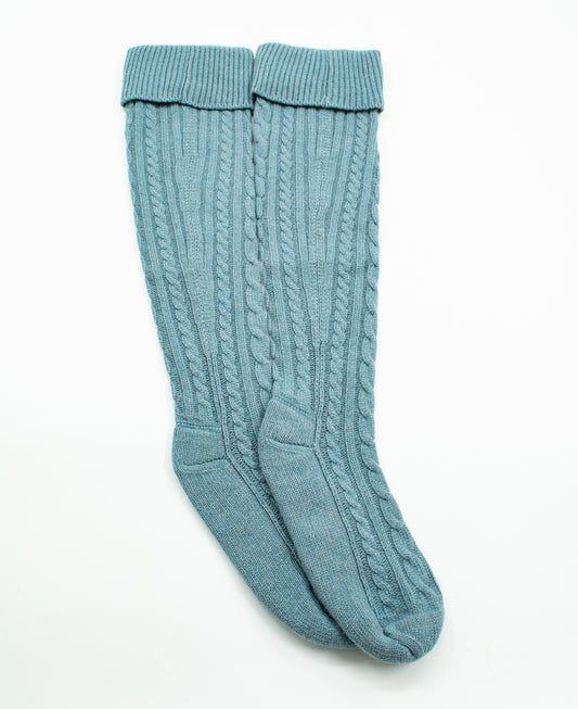 Womens Wool Cashmere Blend Cable Knit Walking Socks in Glacier