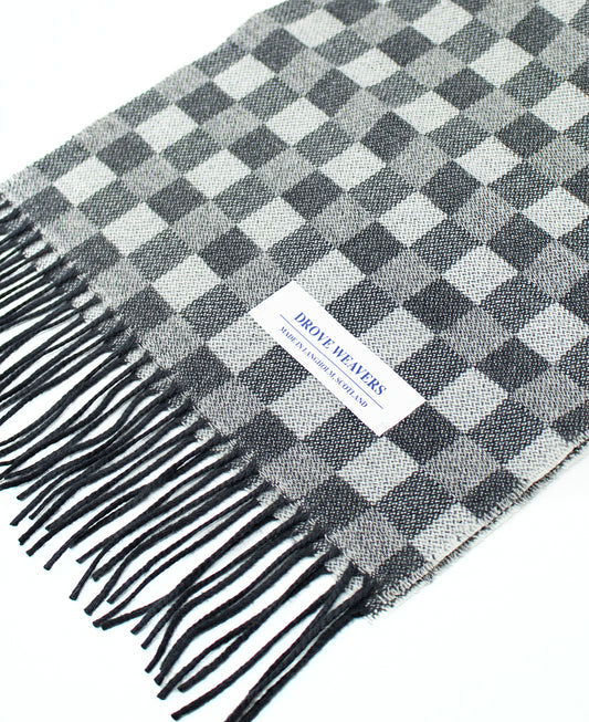 Cashmere Check  Scarf in Charcoal