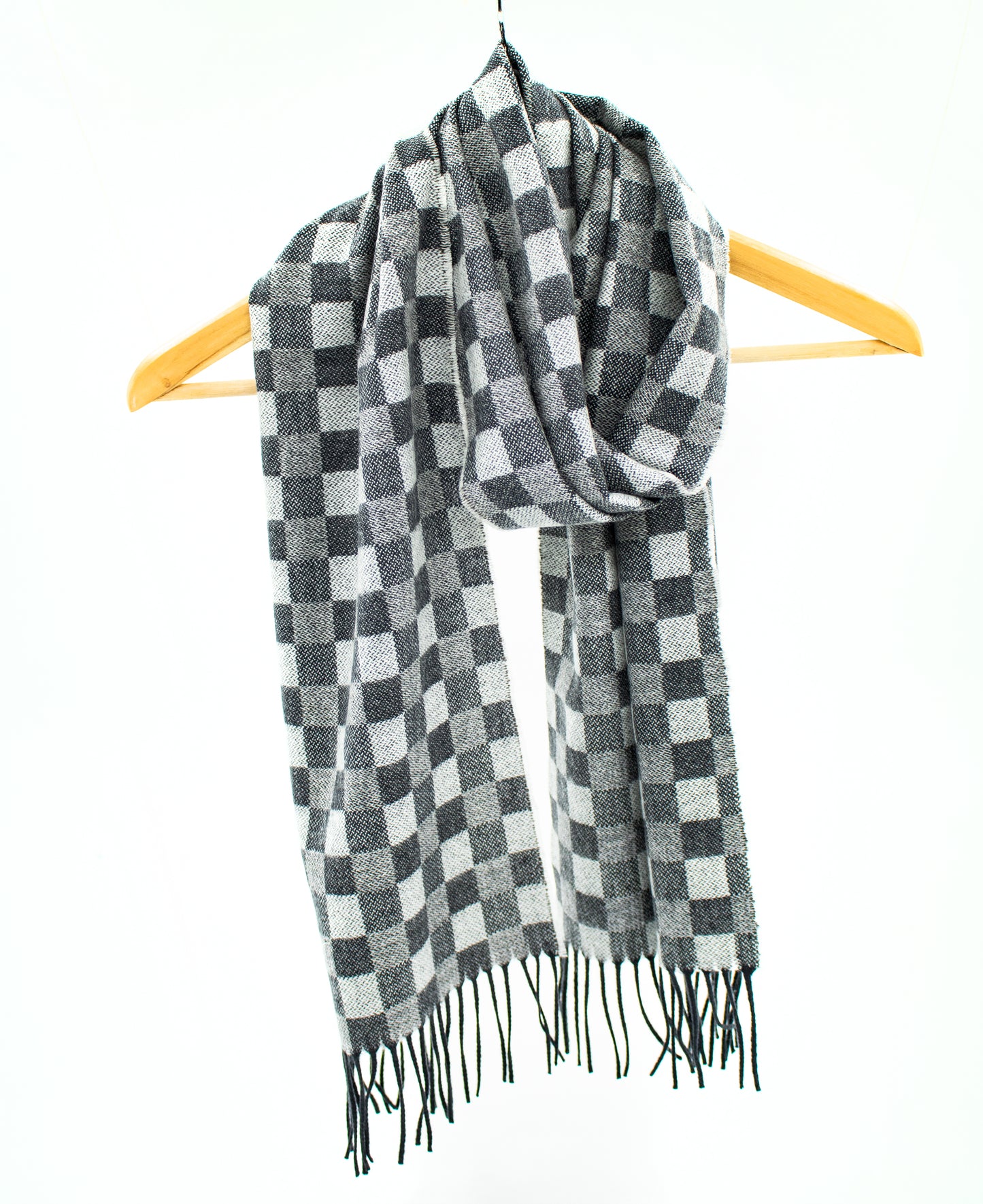 Cashmere Check  Scarf in Charcoal