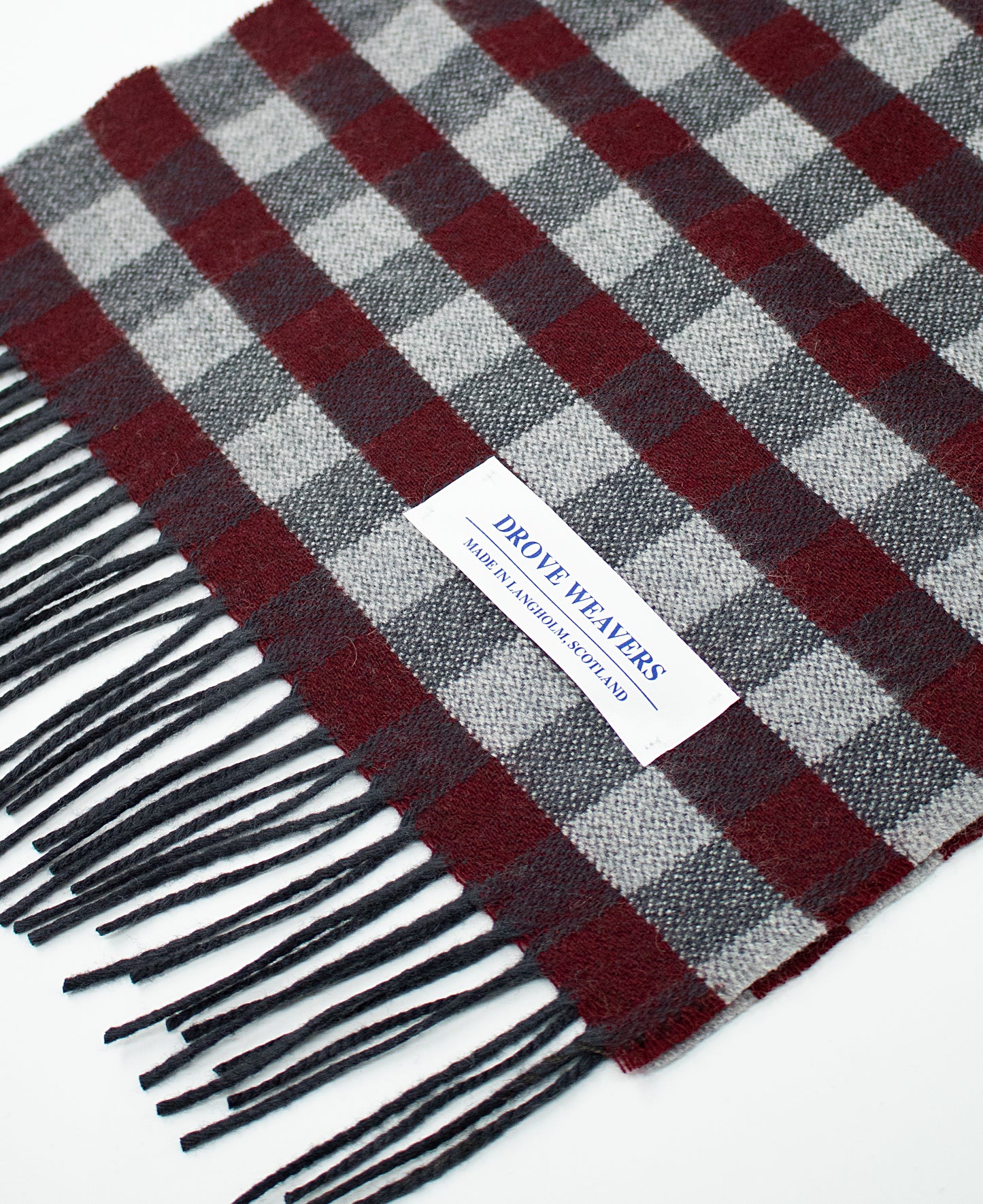 Cashmere Check  Scarf in Burgundy & Charcoal