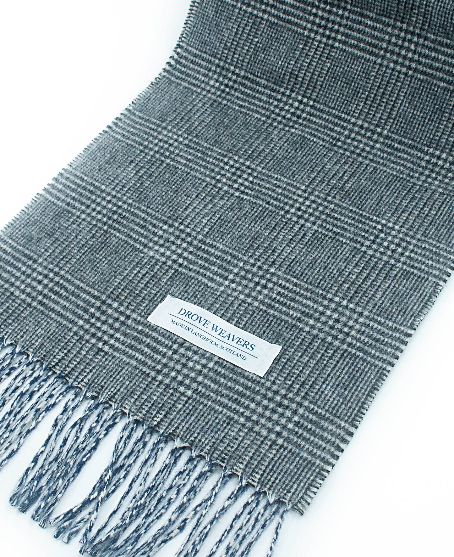 Small Glen Check Geelong Cashmere Scarf in Navy