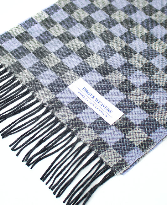 Cashmere Check  Scarf in Lilac & Charcoal