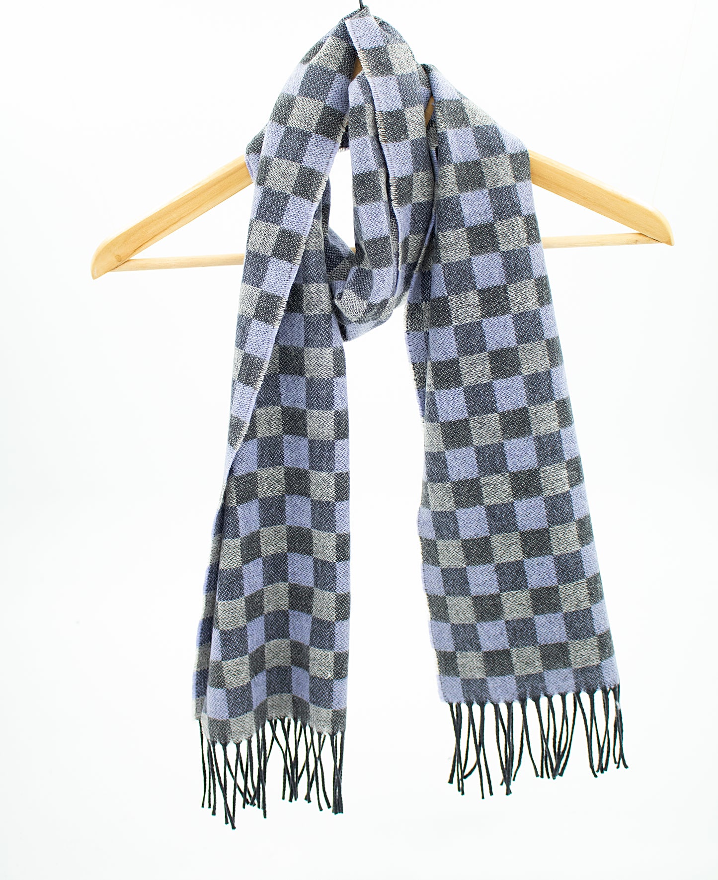 Cashmere Check Scarf in Lilac & Charcoal