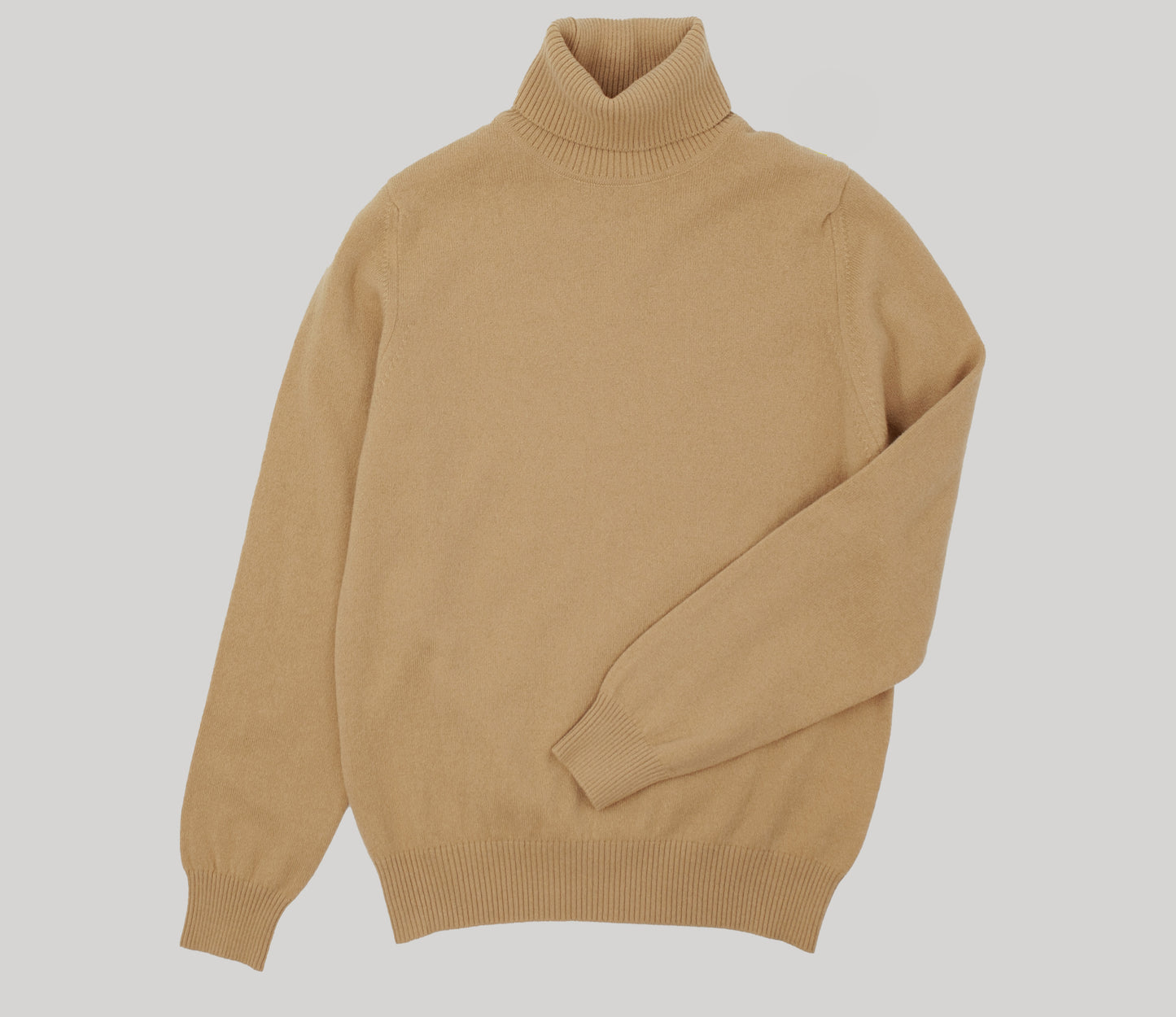 Cashmere Geelong Roll Neck Jumper in Camel