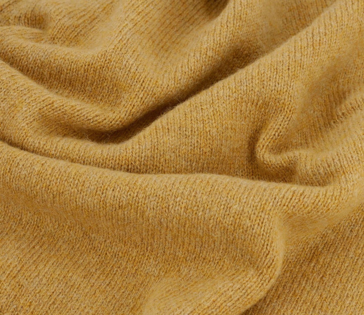 Fully Fashioned Shetland Crew Neck Jumper in Mustard