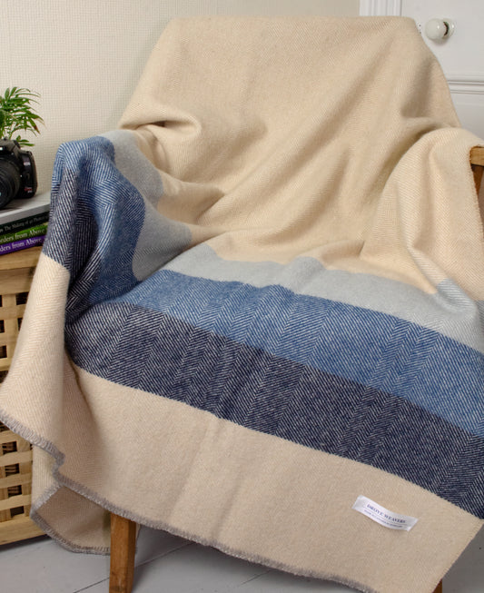 Wool Stripe Blanket in Cream