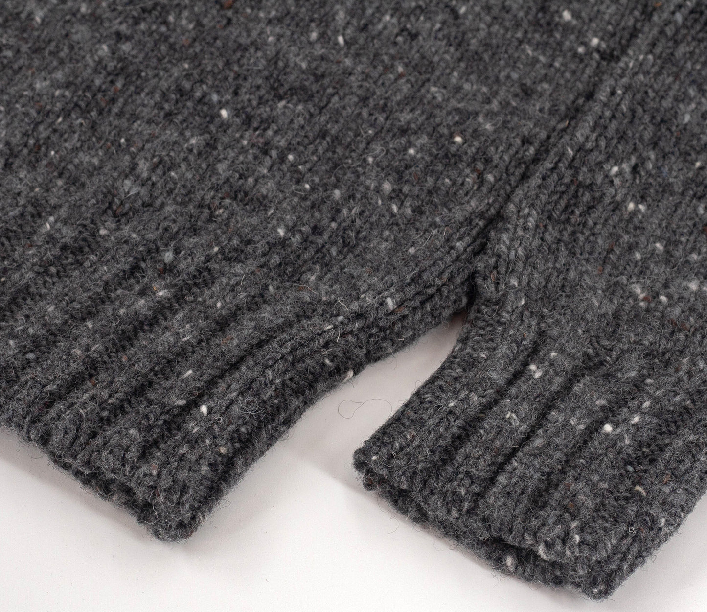 Chunky Donegal Wool Crew Neck Jumper in Derby Grey Tweed