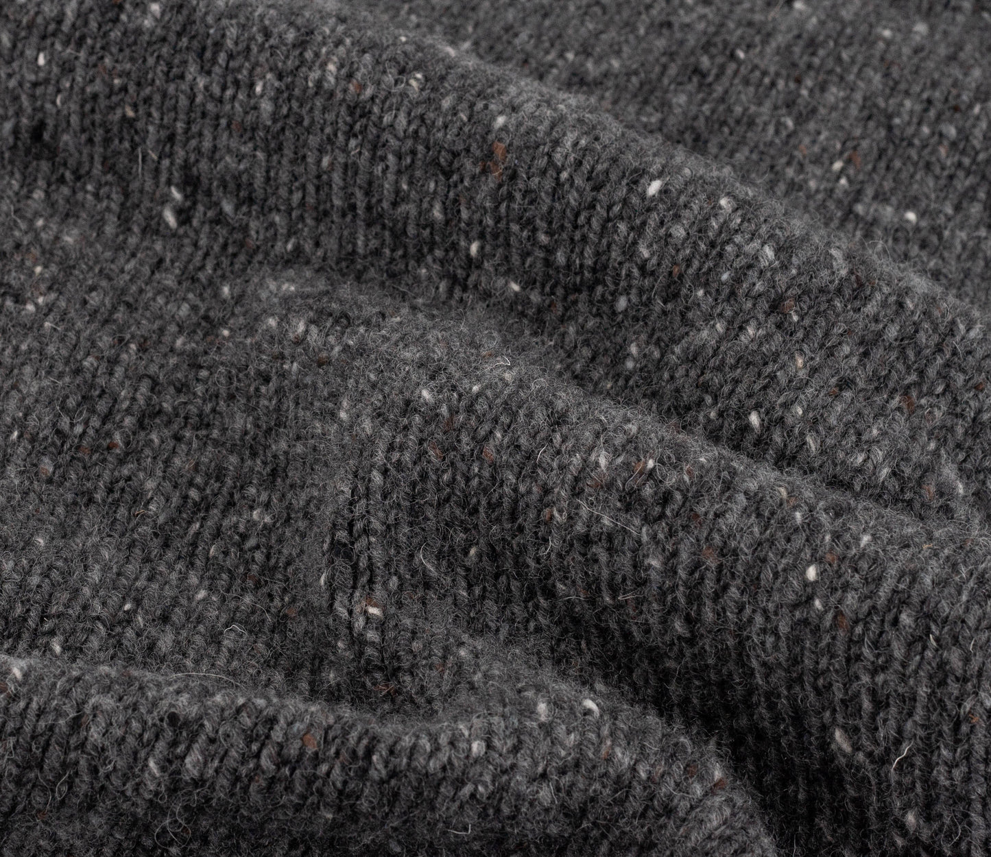 Chunky Donegal Wool Crew Neck Jumper in Derby Grey Tweed