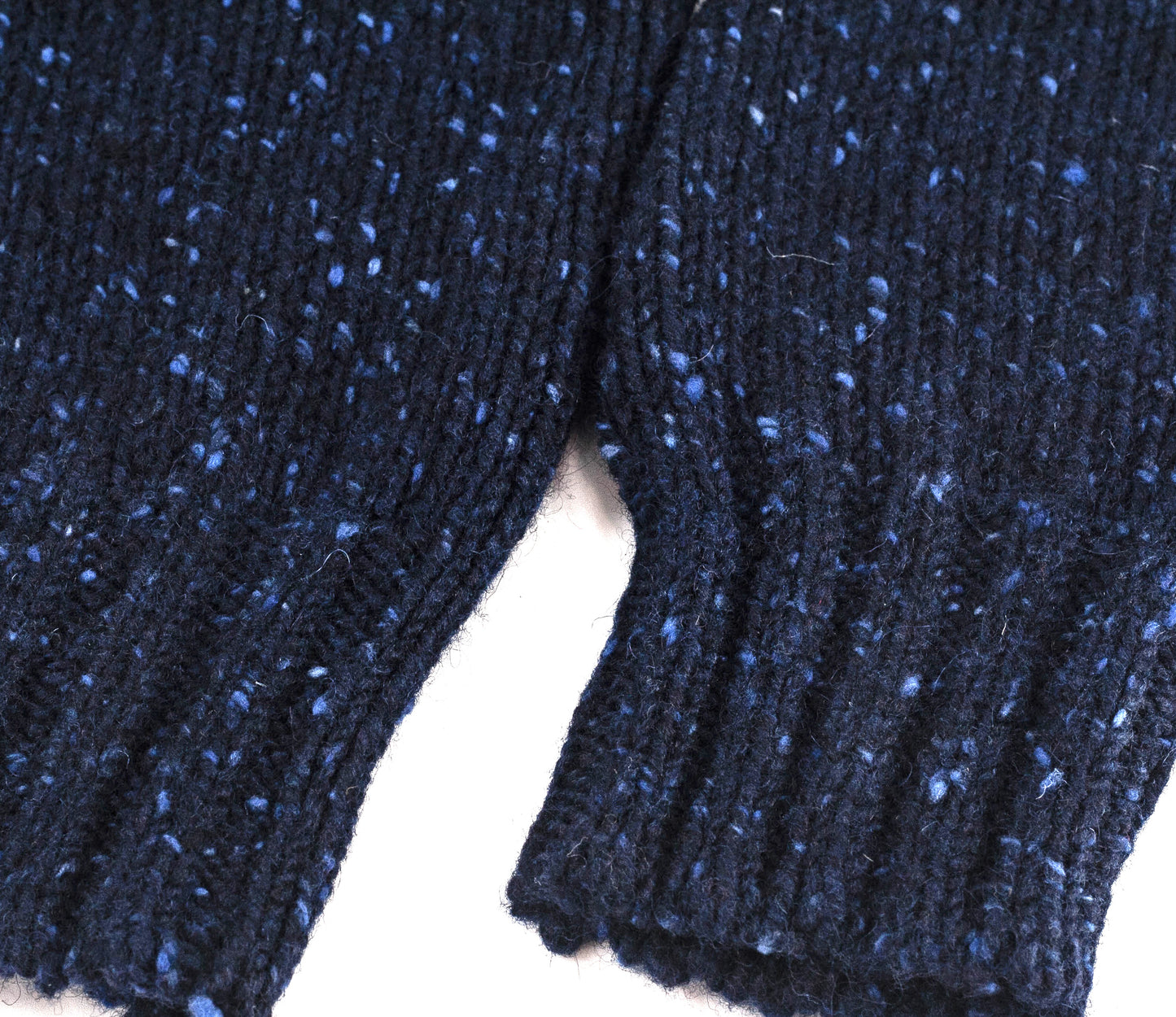 Chunky Donegal Wool Crew Neck Jumper in Navy Tweed