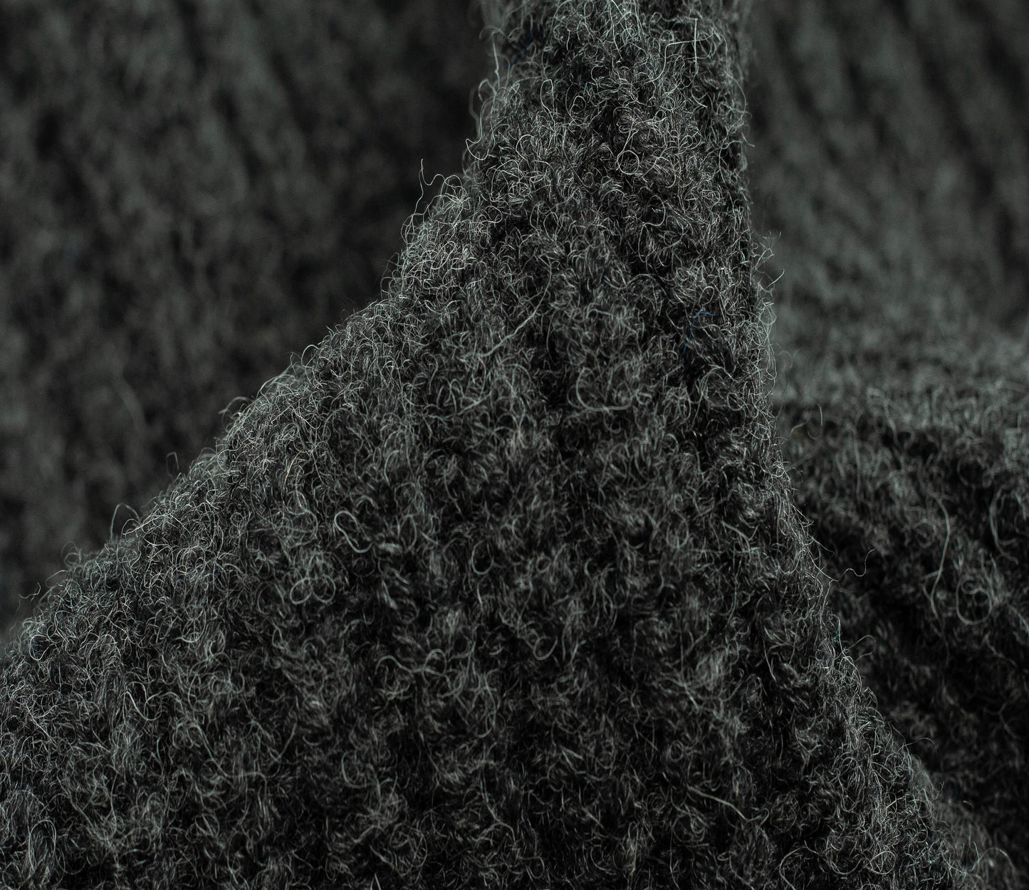 Chunky Wool Fisherman Crew Neck Jumper in Charcoal