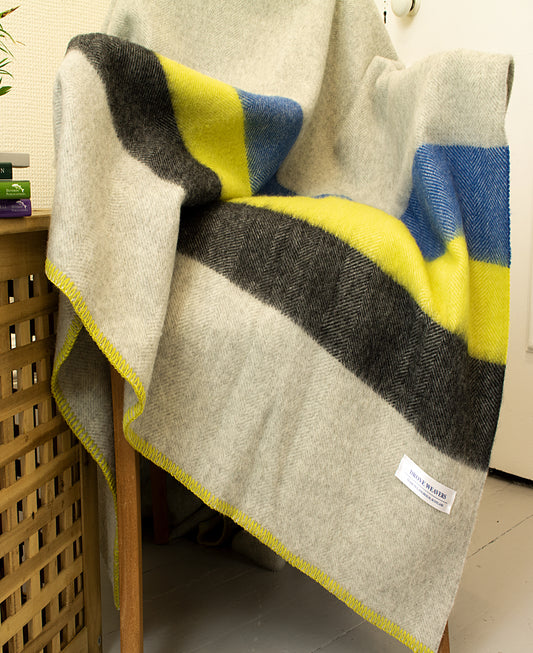 Wool Stripe Blanket in Grey