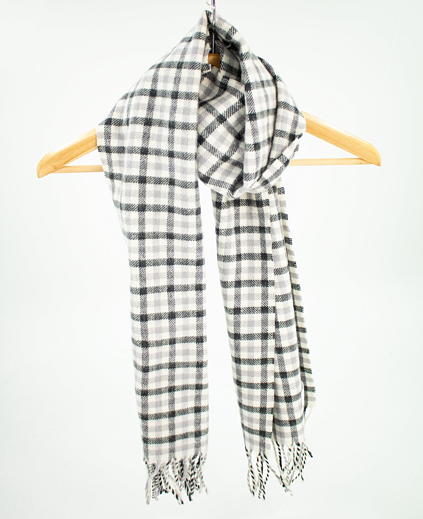 Cashmere Scarf in Gun Club Check Grey