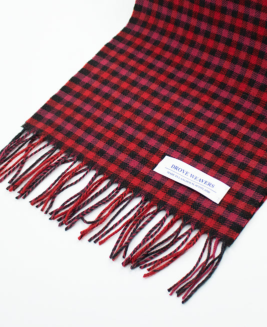 Cashmere Geelong Scarf in Gun Club Check Red