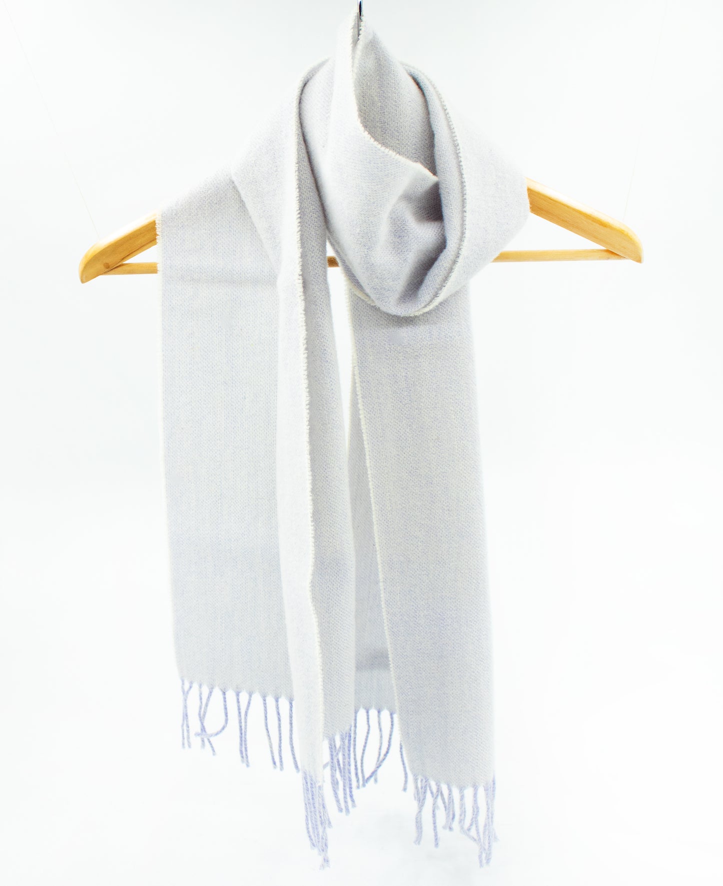 Herringbone Wool Scarf in Ecru with Lilac Warp