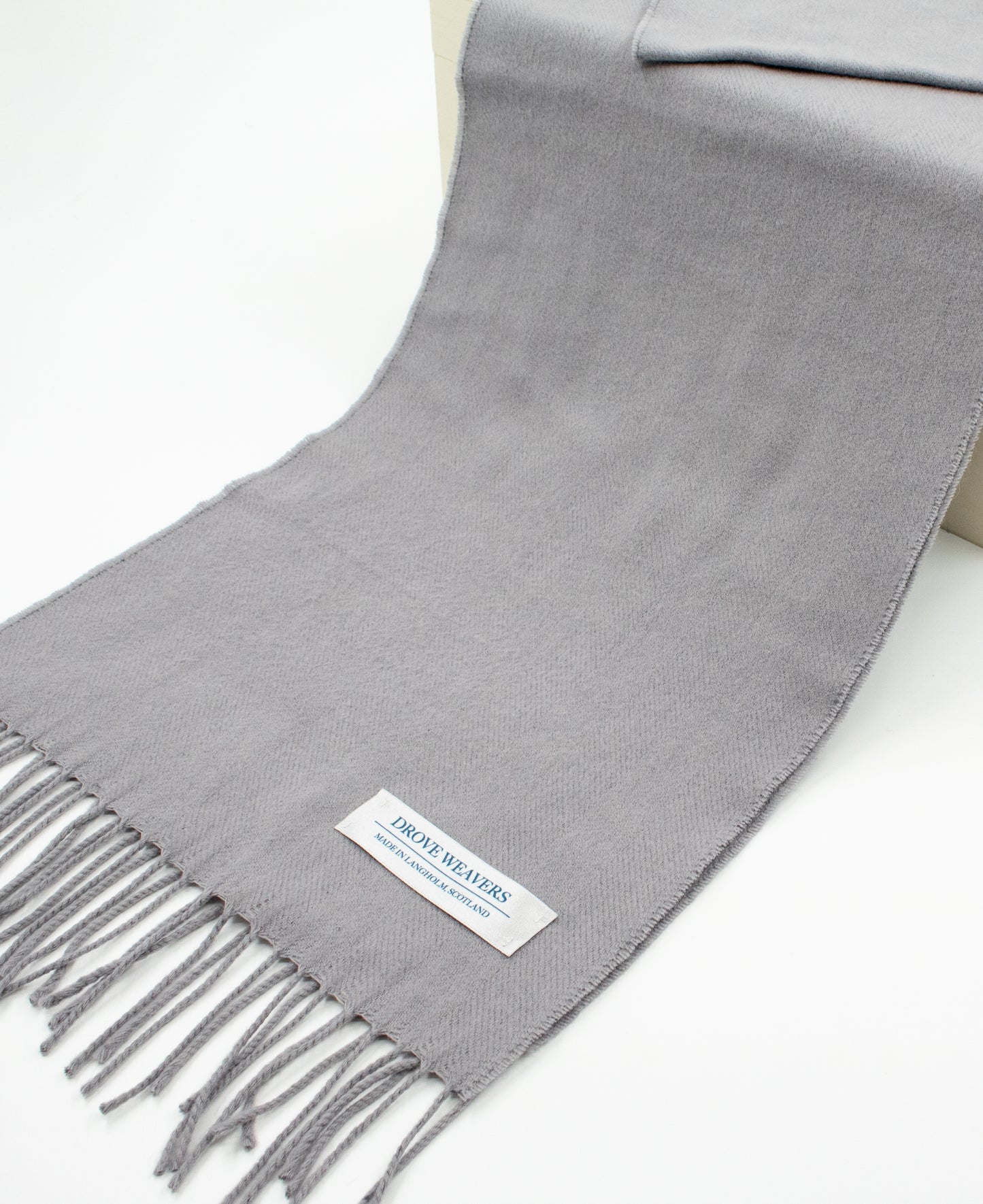 Herringbone Cashmere  Geelong Scarf in Flannel Grey