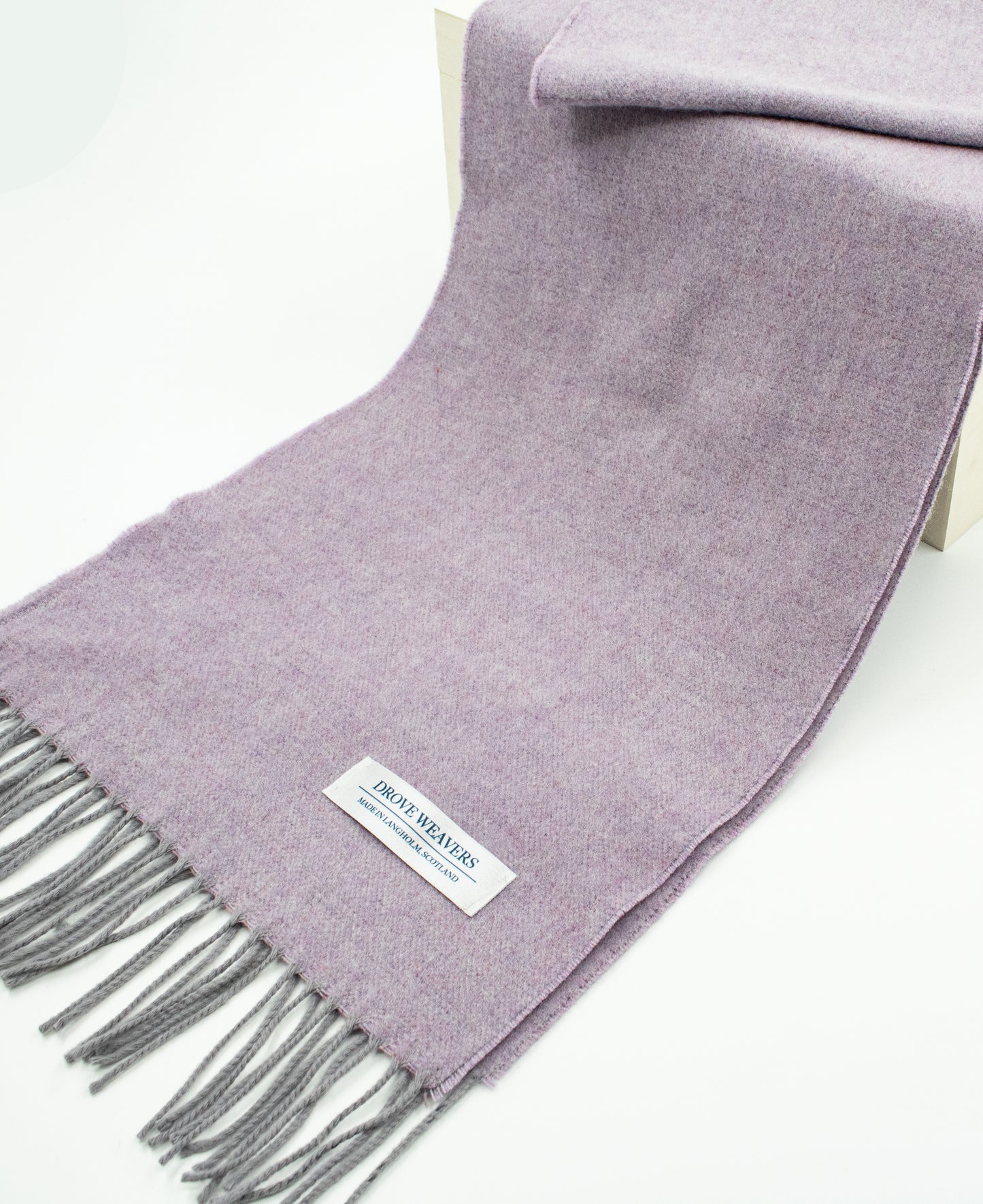 Herringbone Cashmere  Geelong Scarf in Lilac Grey Warp