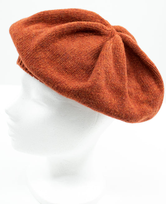Classic Lambswool Beret in Rust