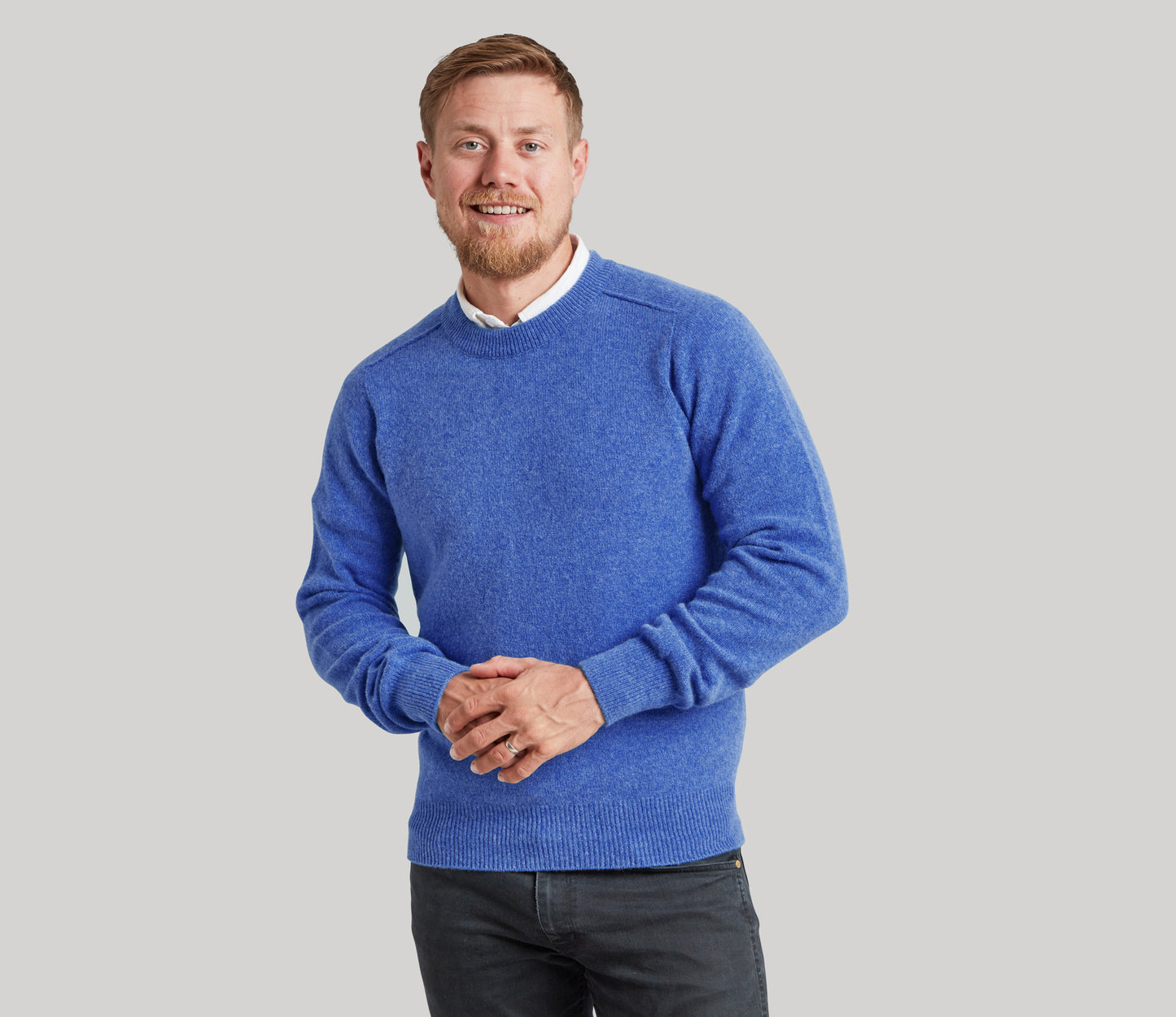 Mens Lambswool Crew Neck in Blue