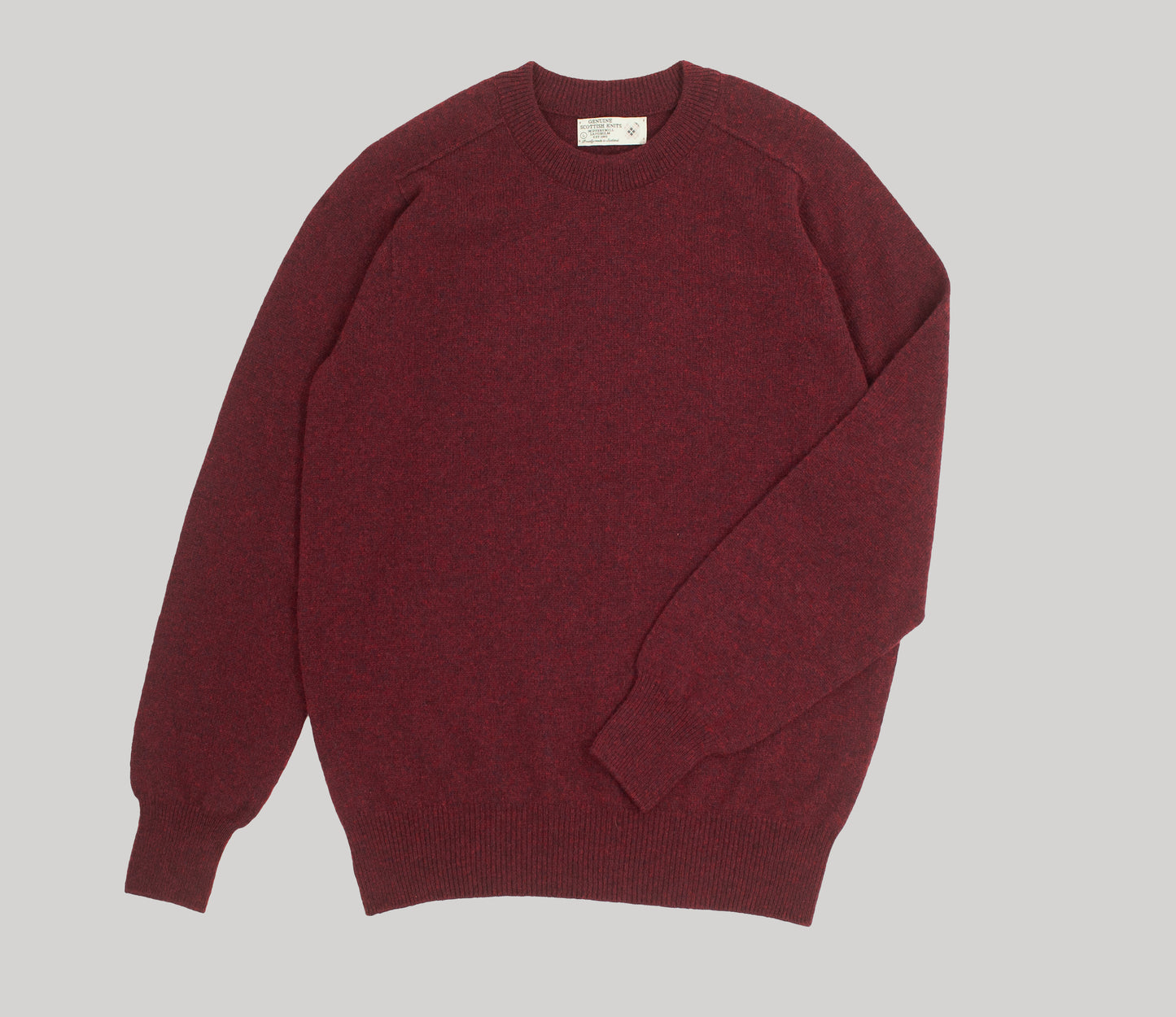 Mens Lambswool Crew Neck in Wine
