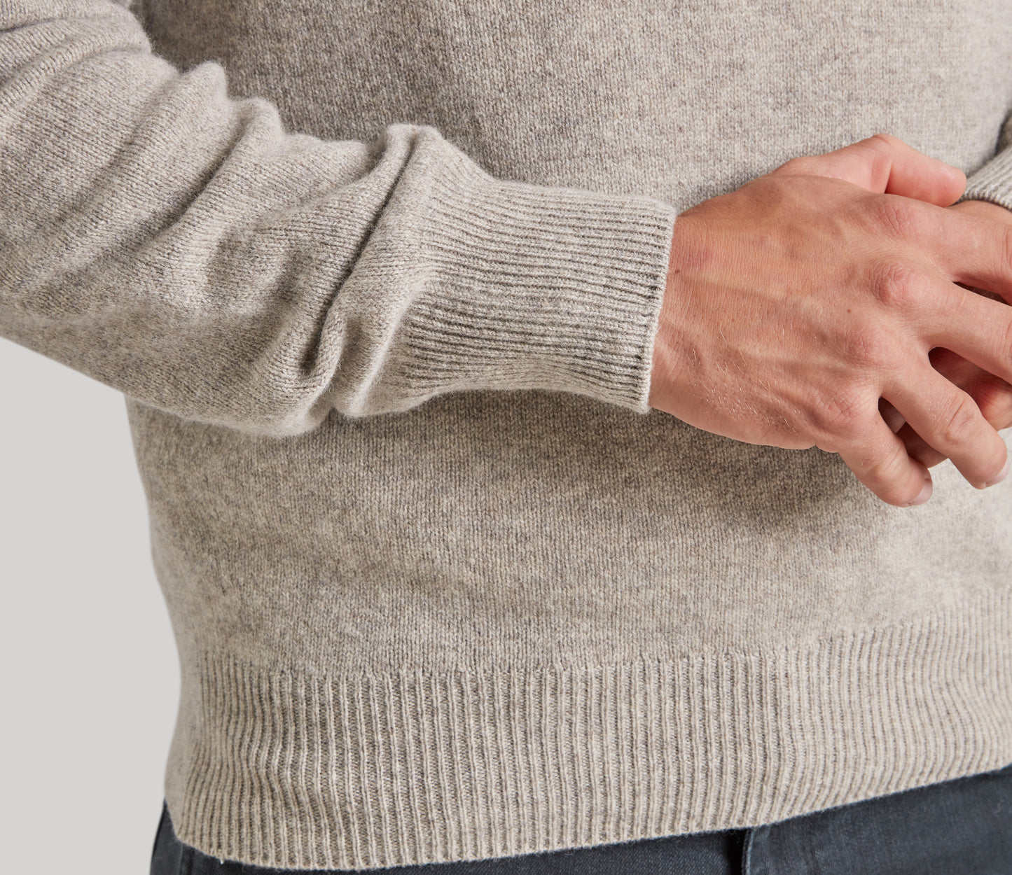 Mens Lambswool Crew Neck in Natural