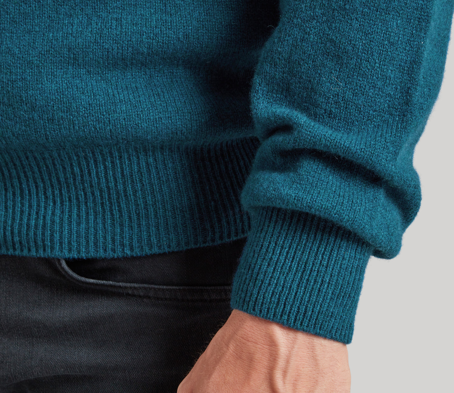 Mens Lambswool Crew Neck in Petrol