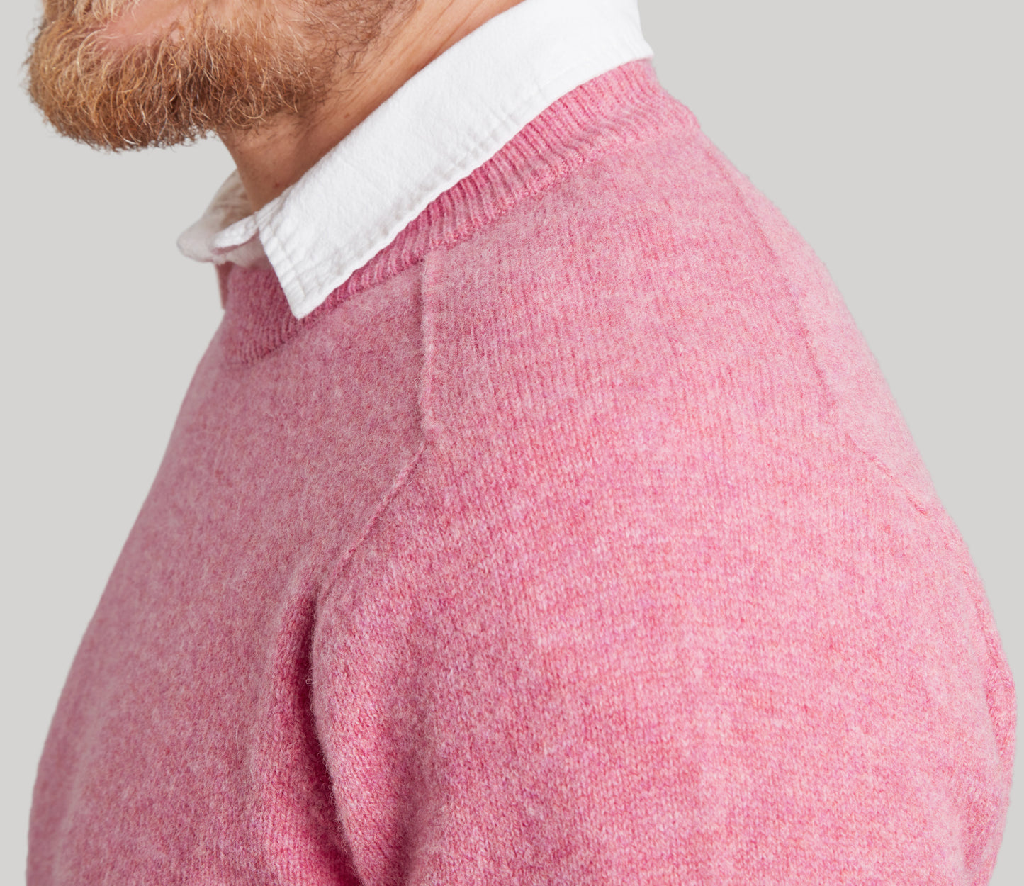Mens Lambswool Crew Neck in Rosebud