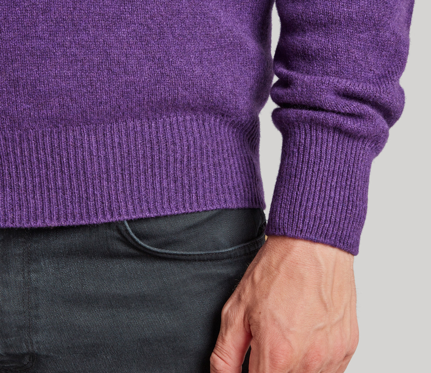 Mens Lambswool Crew Neck in Royal Violet