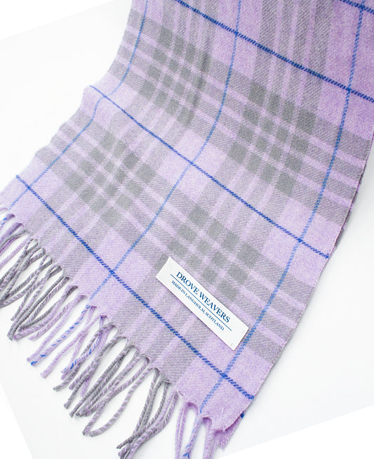 Plaid Lambswool  Scarf in Lilac