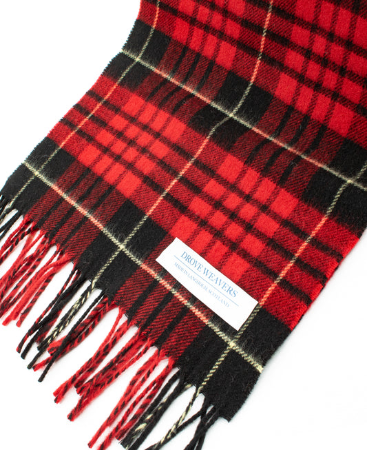 Plaid Lambswool  Scarf in Red