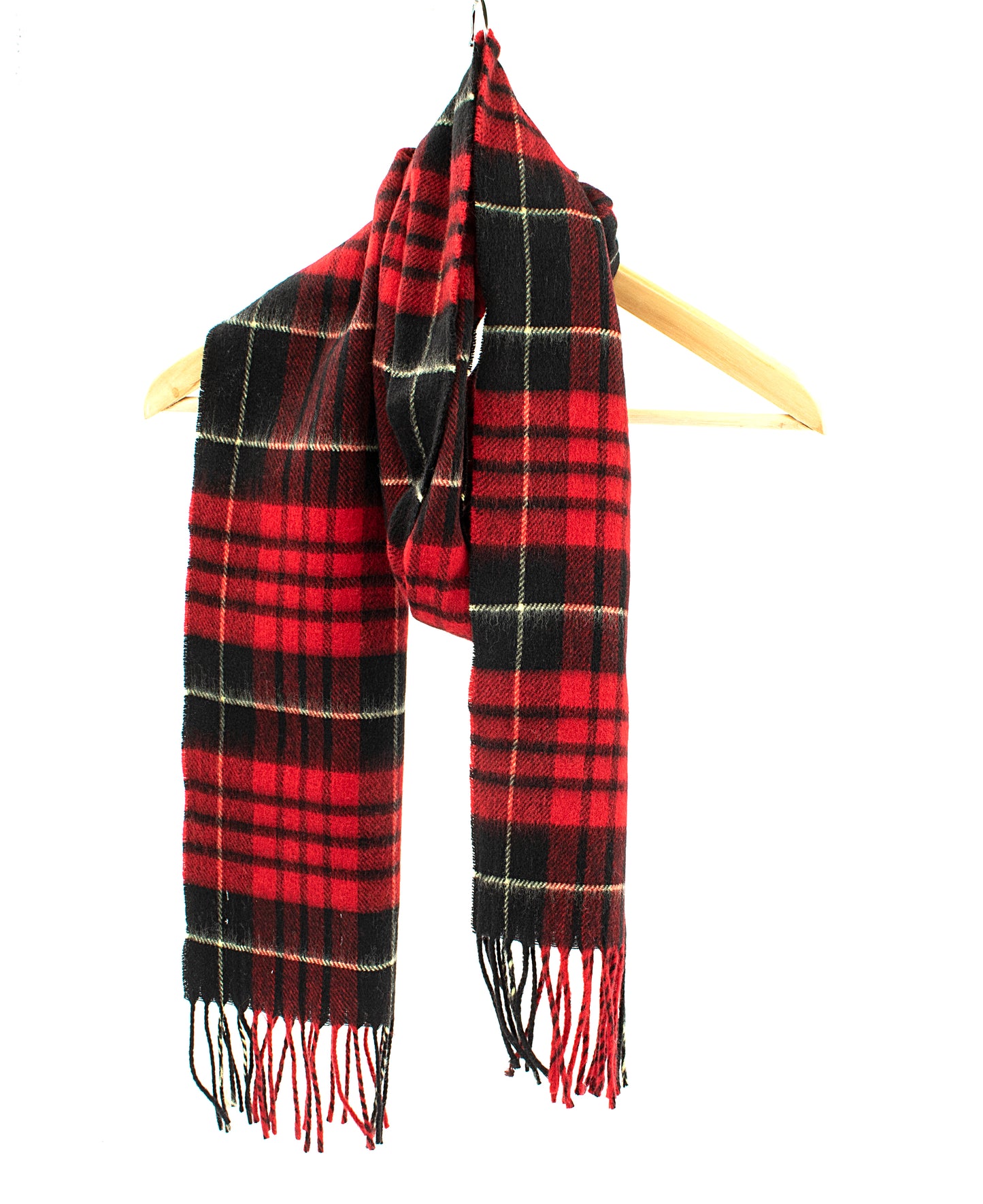Plaid Lambswool  Scarf in Red