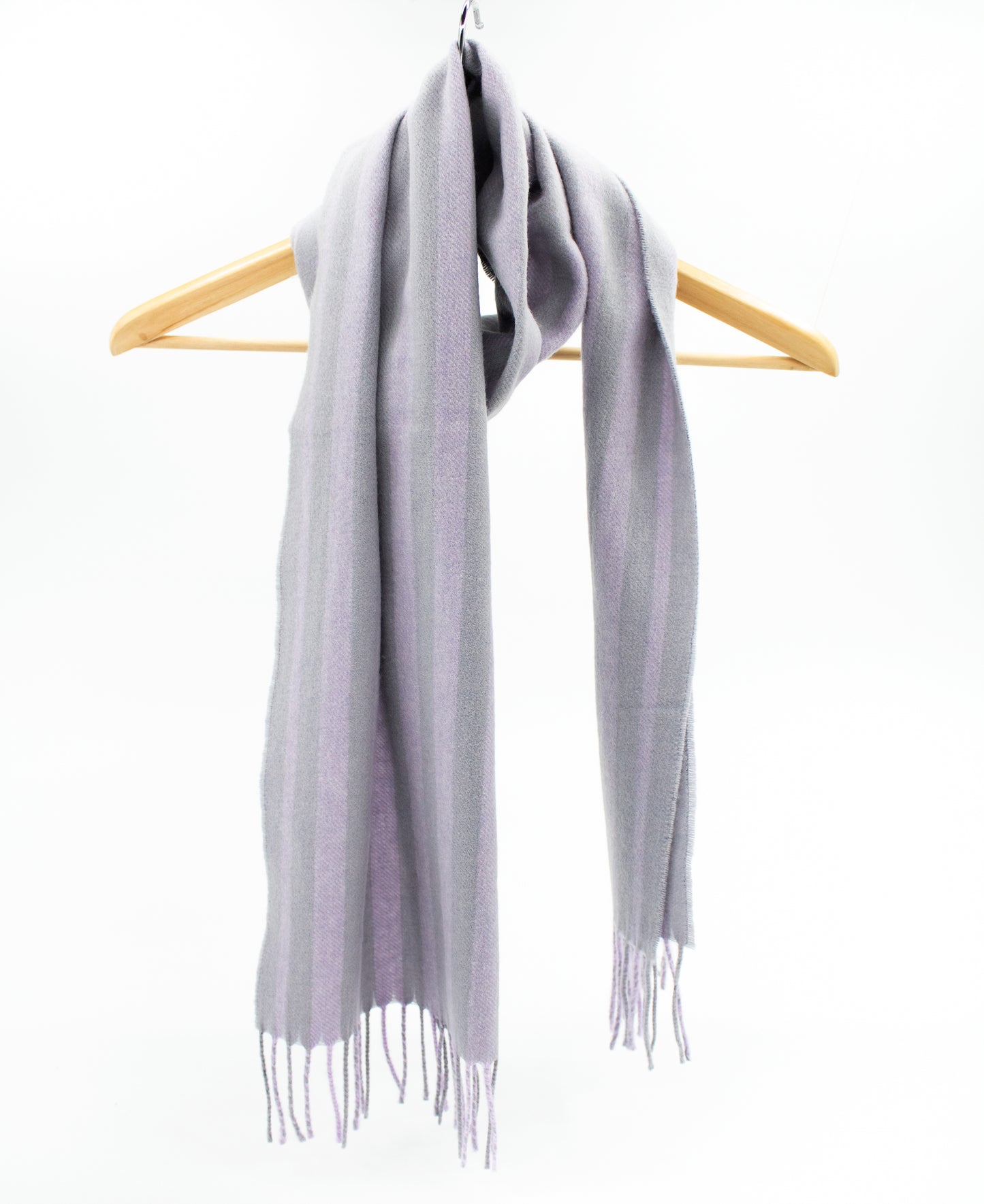 Cashmere Geelong Scarf in Lilac & Grey Stripe