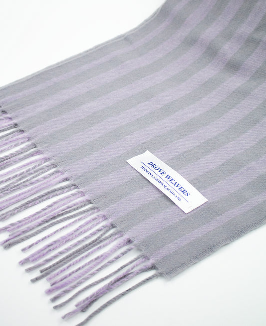 Cashmere Geelong Scarf in Lilac & Grey Stripe