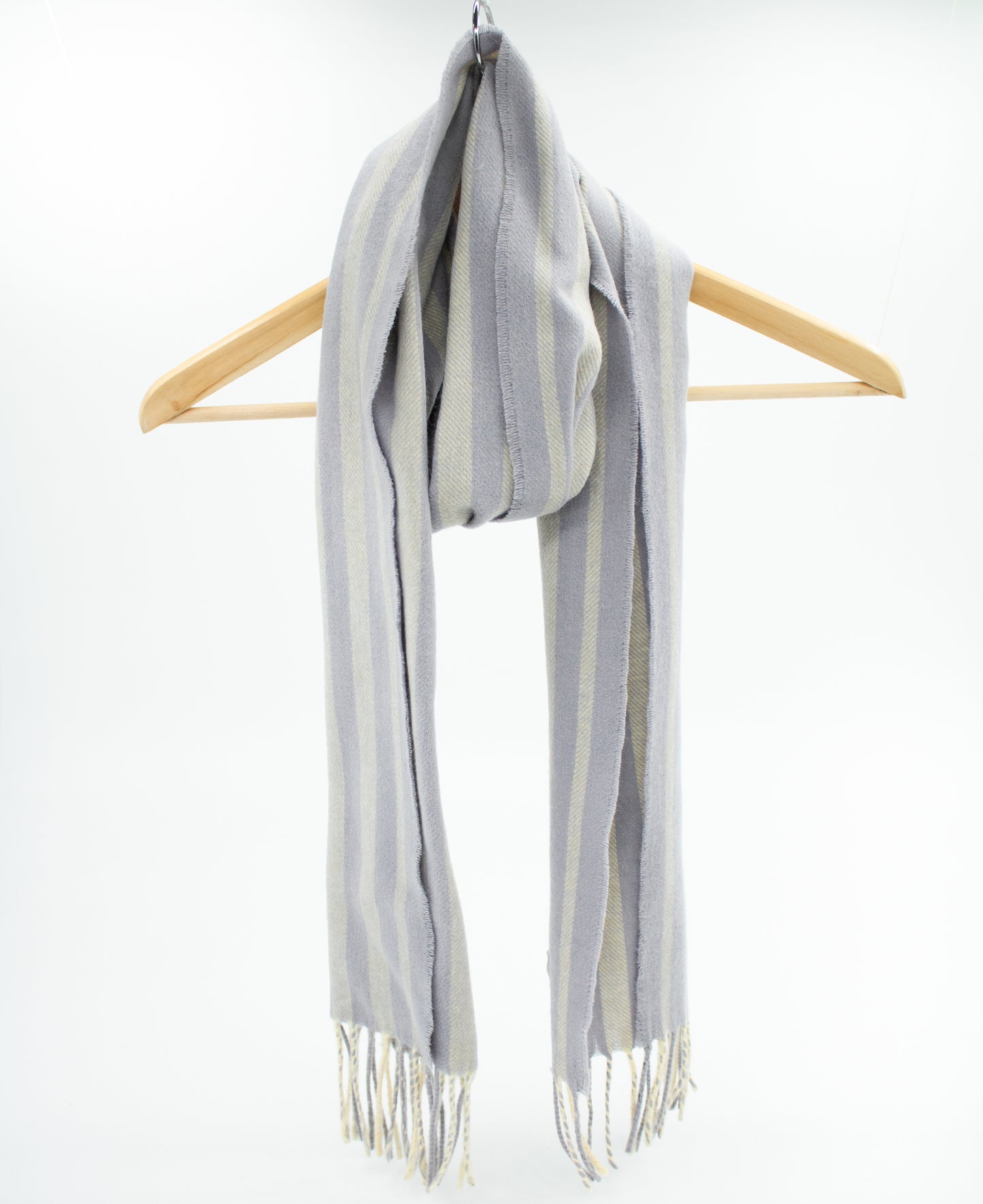 Cashmere Geelong Scarf in Grey Stripe with Yellow Warp