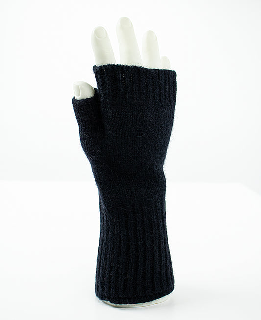 Merino-Angora Wrist Warmers in Dark Navy