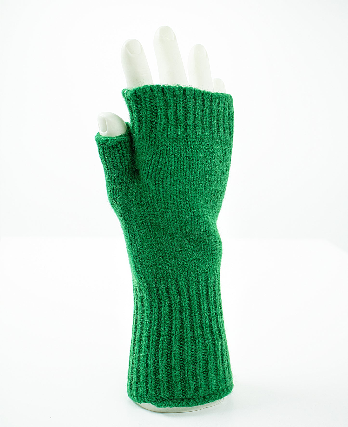 Merino-Angora Wrist Warmers in Emerald