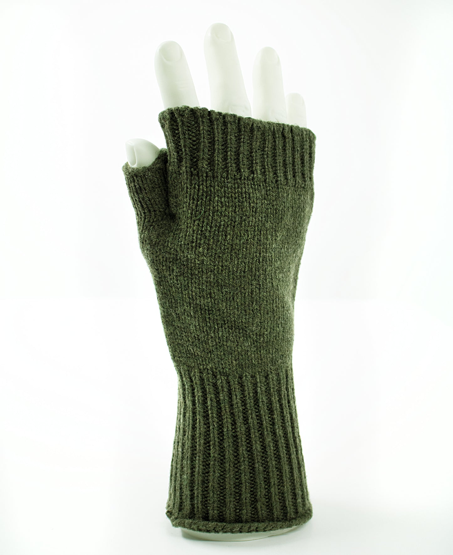Merino-Angora Wrist Warmers in Moss