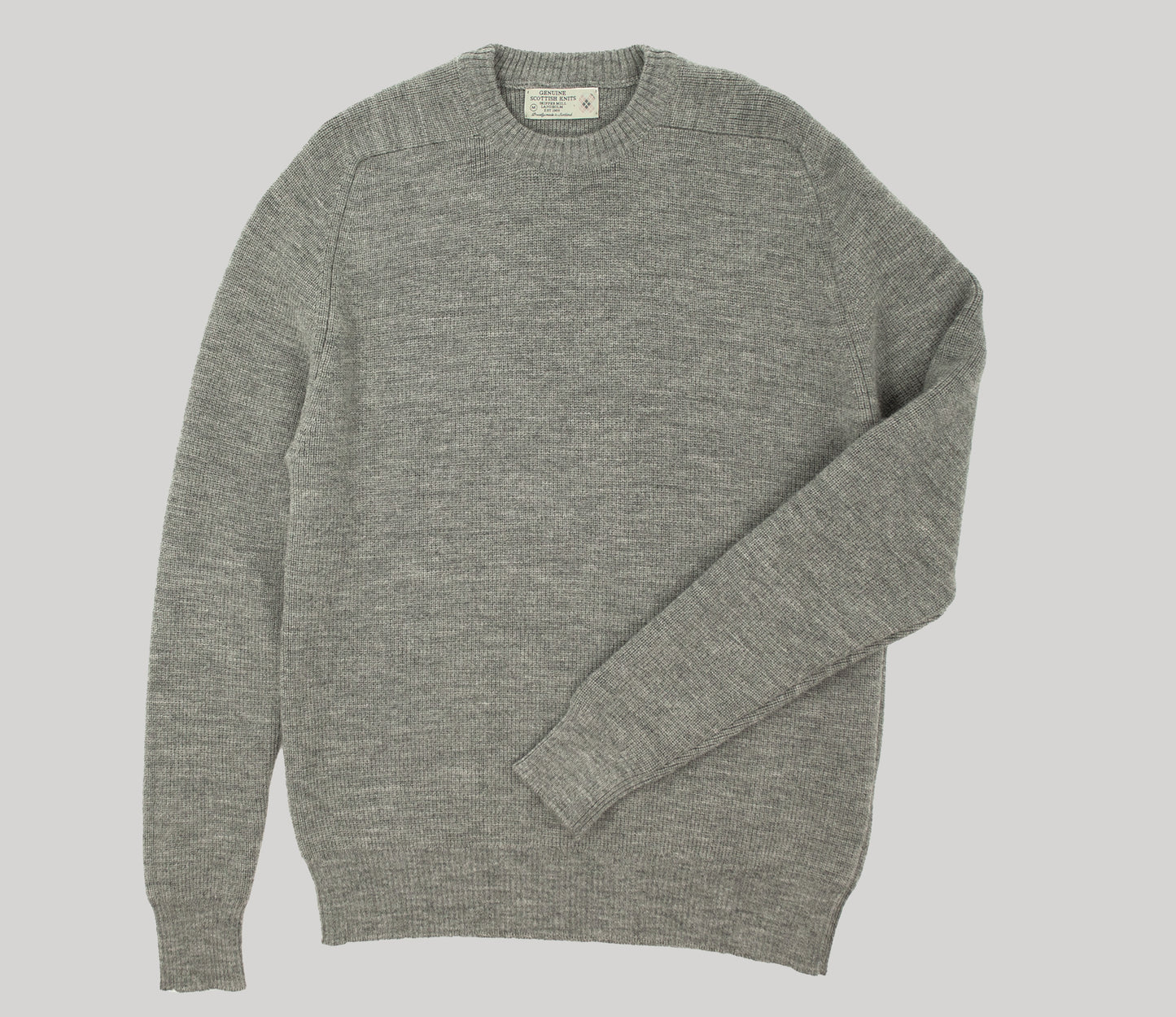 Merino Fine Rib Crew Neck in Flannel