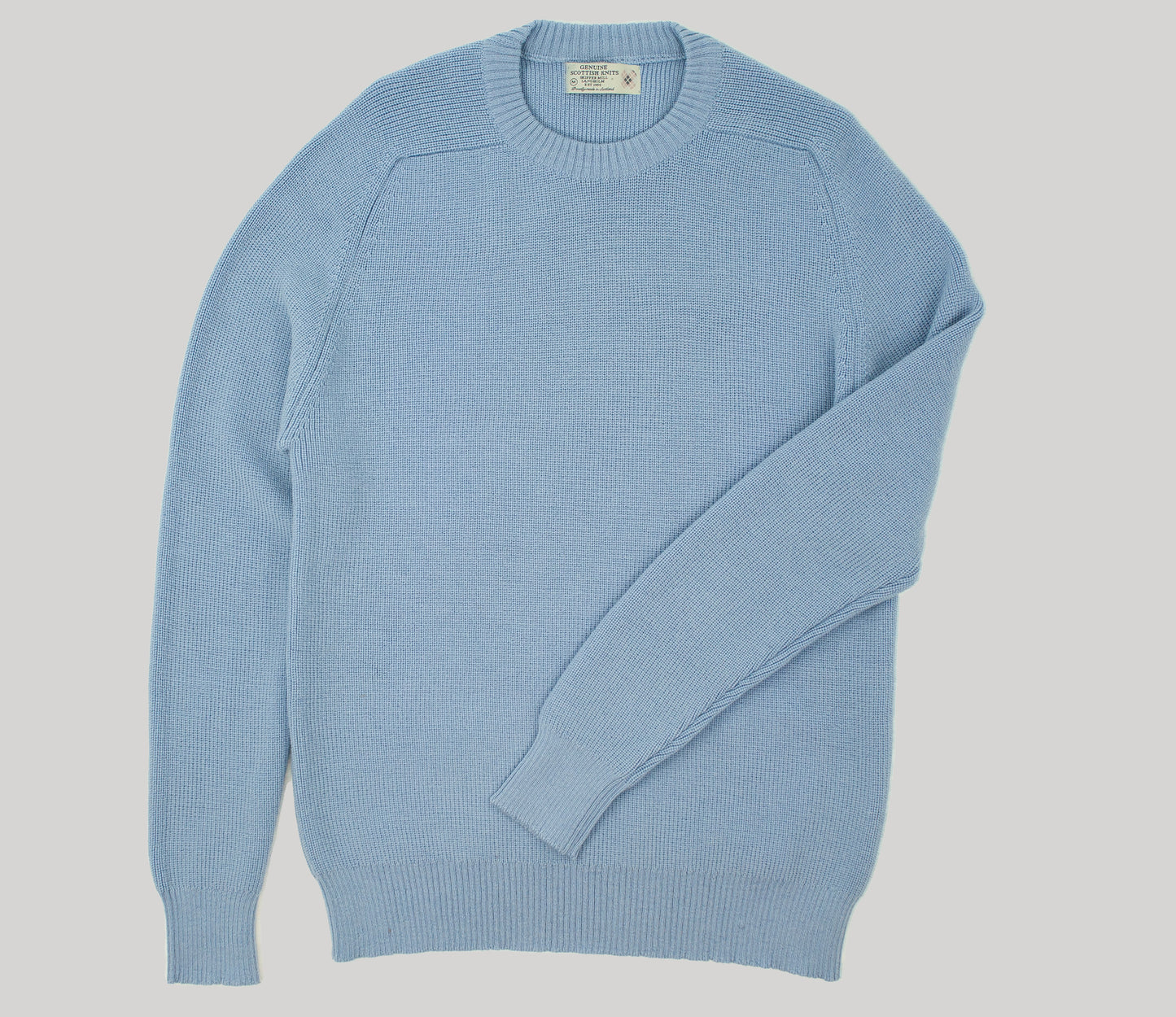 Merino Fine Rib Crew Neck in Sky Blue