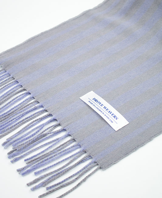 Cashmere Geelong Scarf in Purple & Grey Stripe