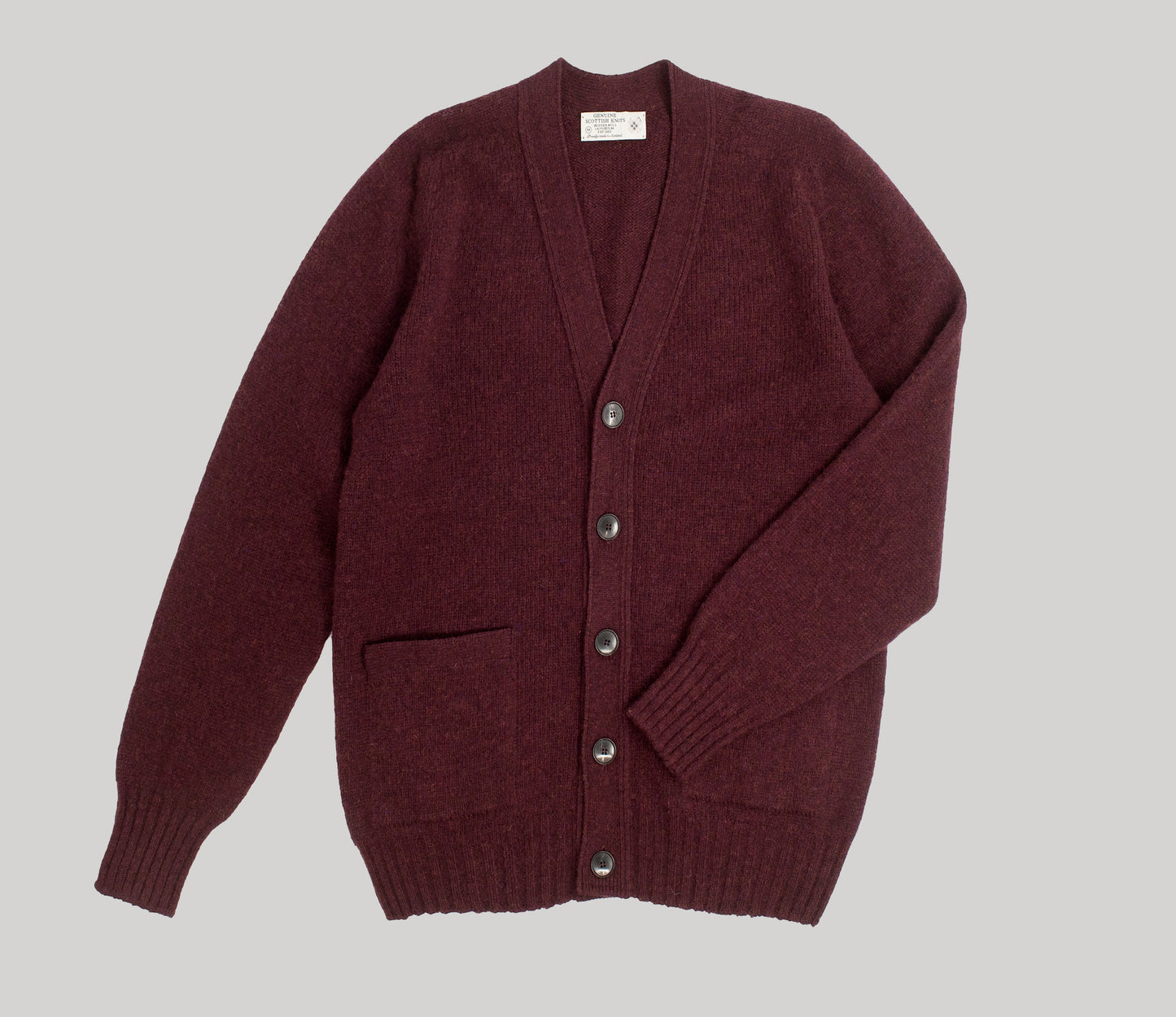 Pure Wool Cardigan in Burgundy
