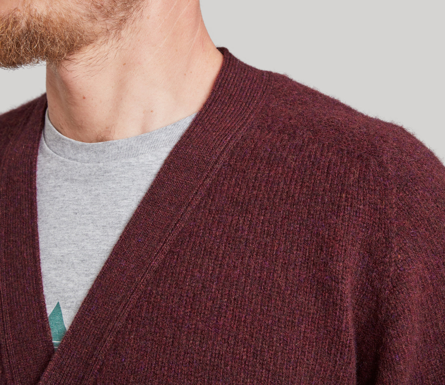 Pure Wool Cardigan in Burgundy