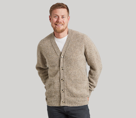 Pure Wool Cardigan in Mushroom