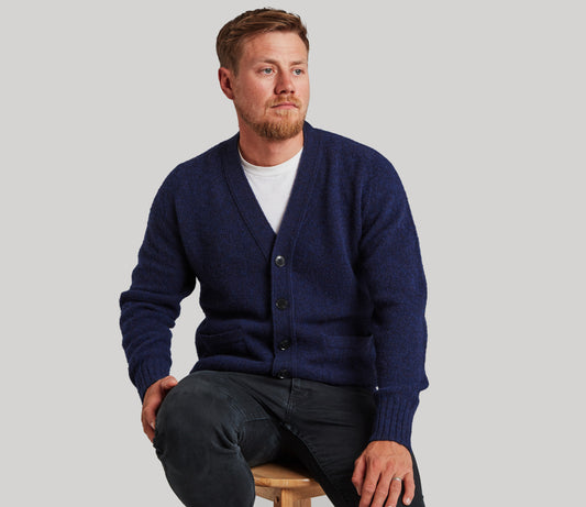 Pure Wool Cardigan in Navy