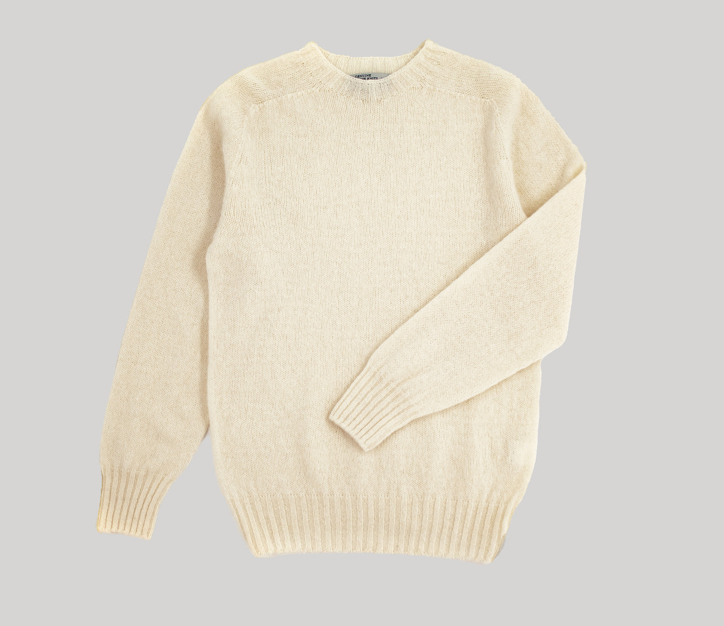 Classic Shetland Crew Neck Jumper in Ecru