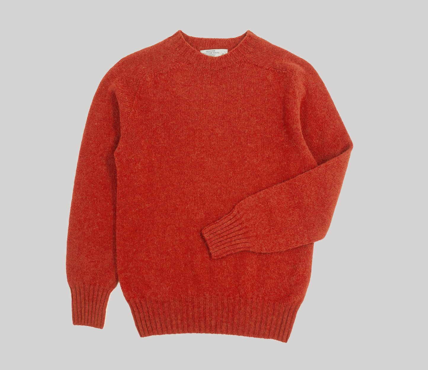 Classic Shetland Crew Neck Jumper in Tomato