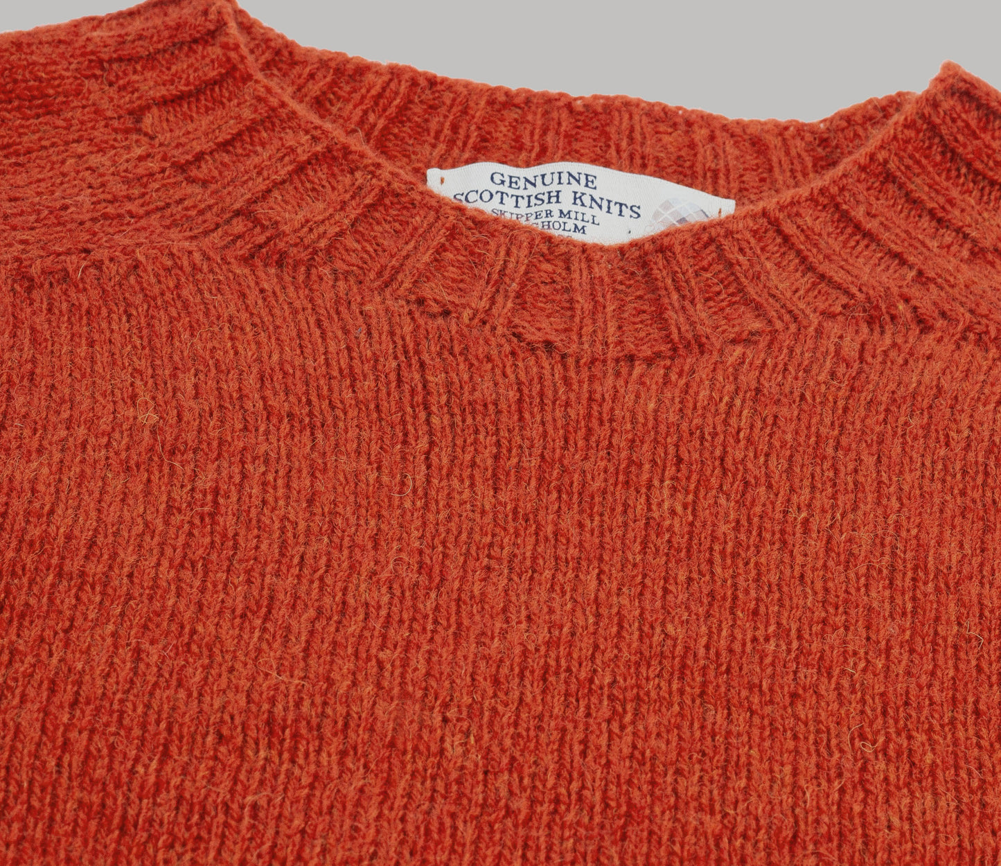 Classic Shetland Crew Neck Jumper in Tomato