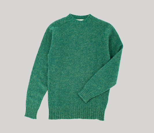 Classic Shetland Crew Neck Jumper in Jade