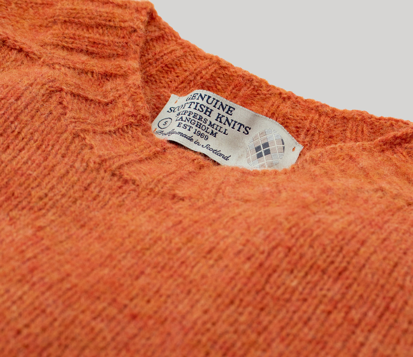 Classic Shetland Crew Neck Jumper in Sedona Orange